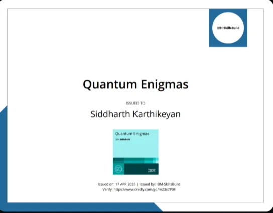 Quantum Enigmas certificate