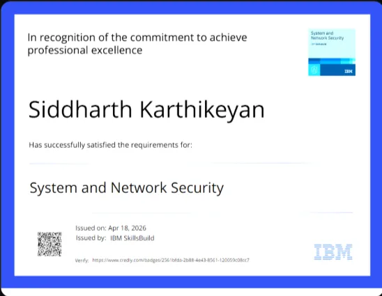 System and Network Security certificate