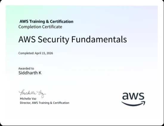 AWS Security Fundamentals certificate