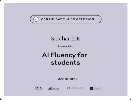 AI Fluency for Students certificate