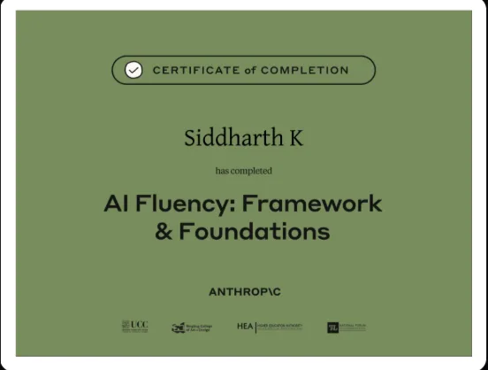 AI Fluency: Framework & Foundations certificate