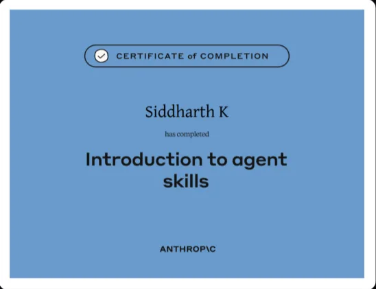 Introduction to Agent Skills certificate